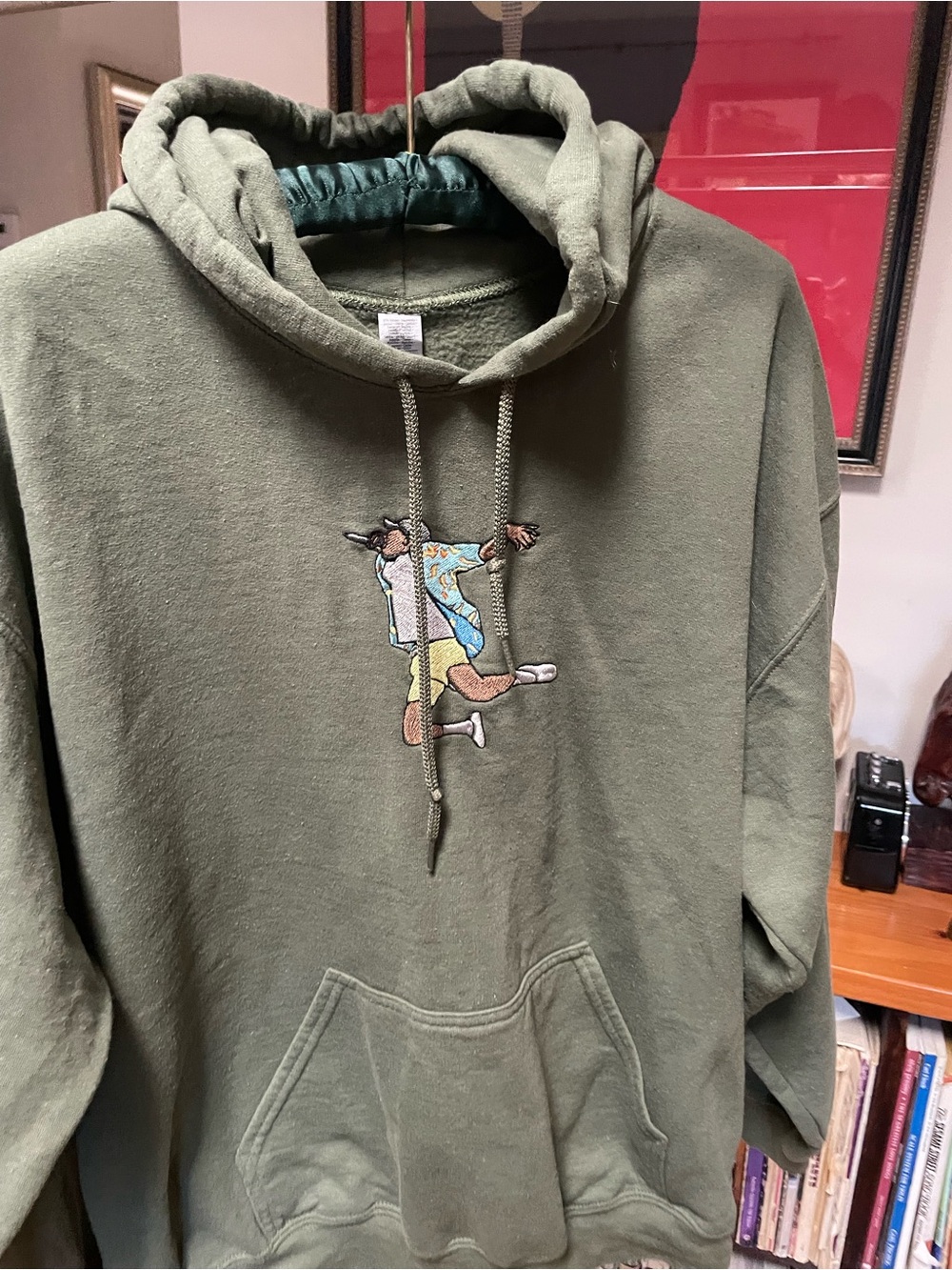 Unisex Olive Green Hoodie with Embroidered Graphic. Tyler the Creator
